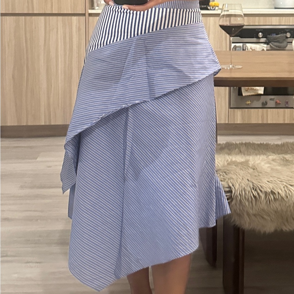 Maje Asymmetrical Blue Midi Wrap Skirt for Work